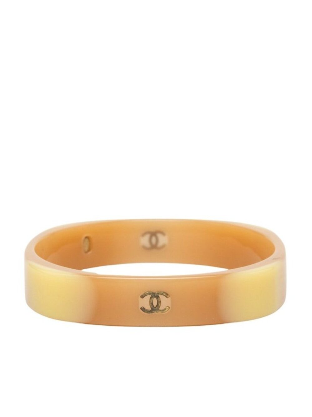 Chanel CC Logo Bangle Beige Plastic Bracelet